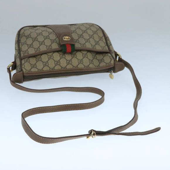 GUCCI GG Supreme Web Sherry Line Shoulder Bag PVC Beige Red Green Auth 109874 - Picture 7 of 16